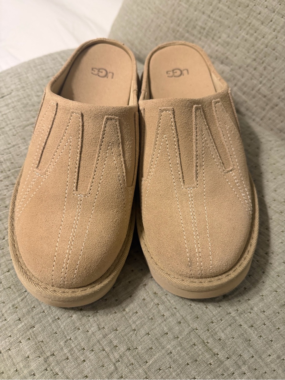 UGG Men’s Suede Slip-On Clog in Beige